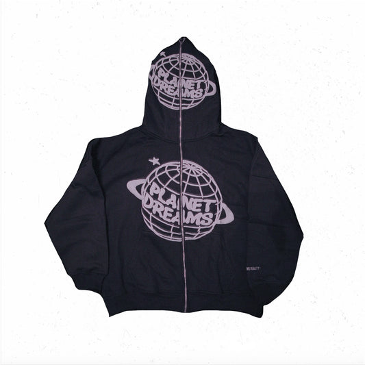 Planet Dreams Black Full Zip Hoodie (PRE-ORDER)